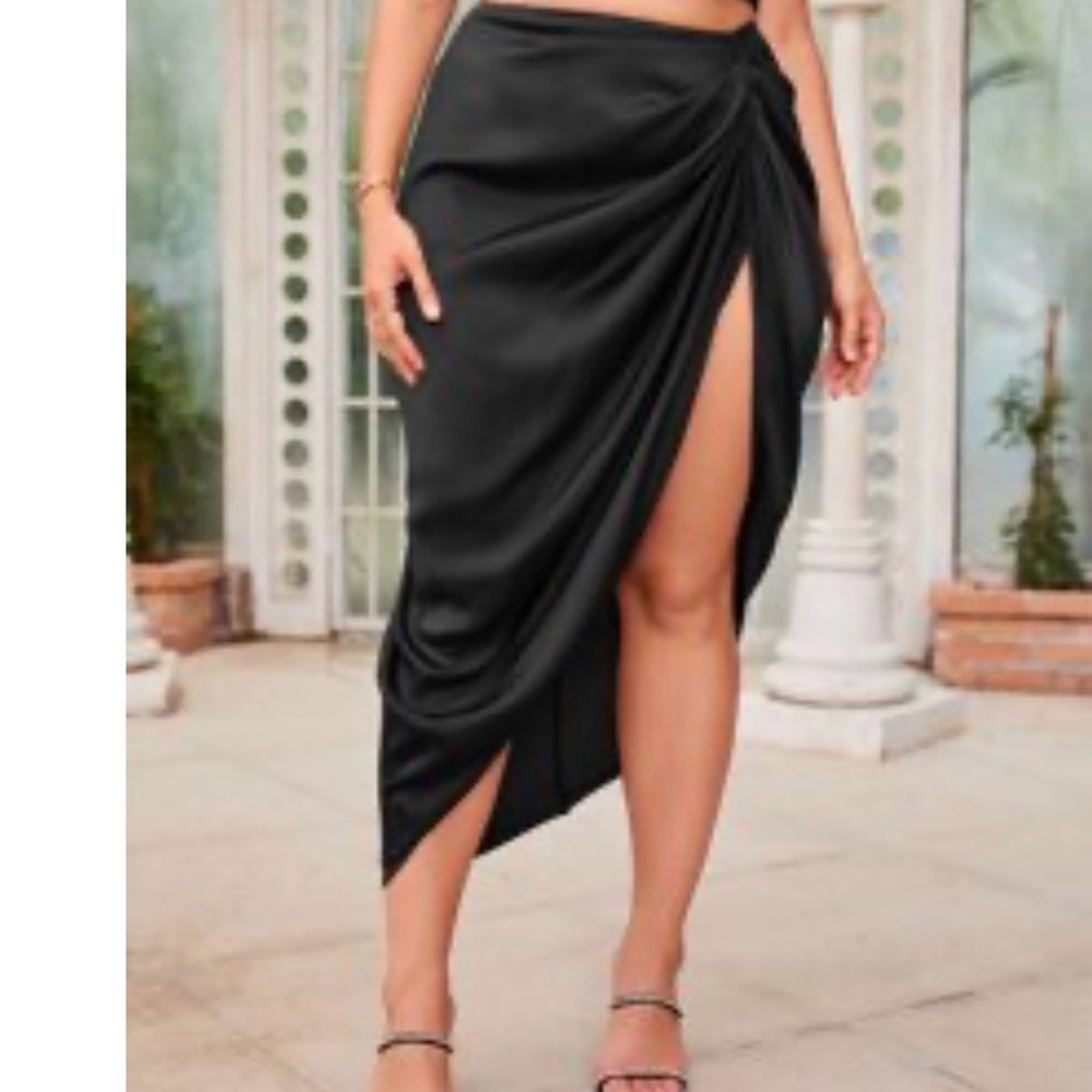 Shein Bae Elegant Black Draped Skirt C248